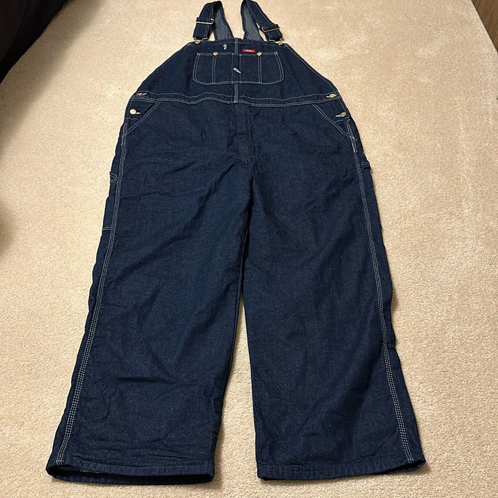 Dickies zip fly multi use pocket insulated bib overalls size 46 X 30